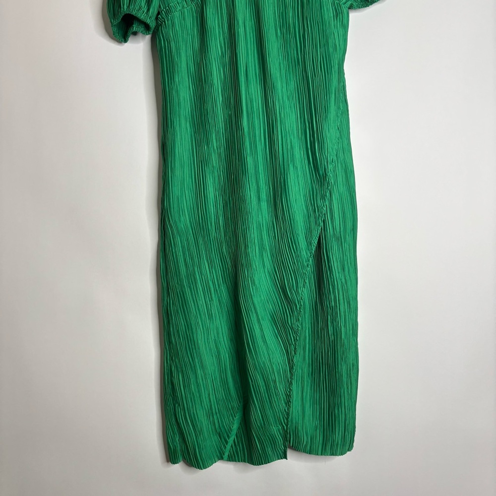 Anthropologie V-Neck Pleated Slim Midi Dress Green size XS - Picture 4 of 13